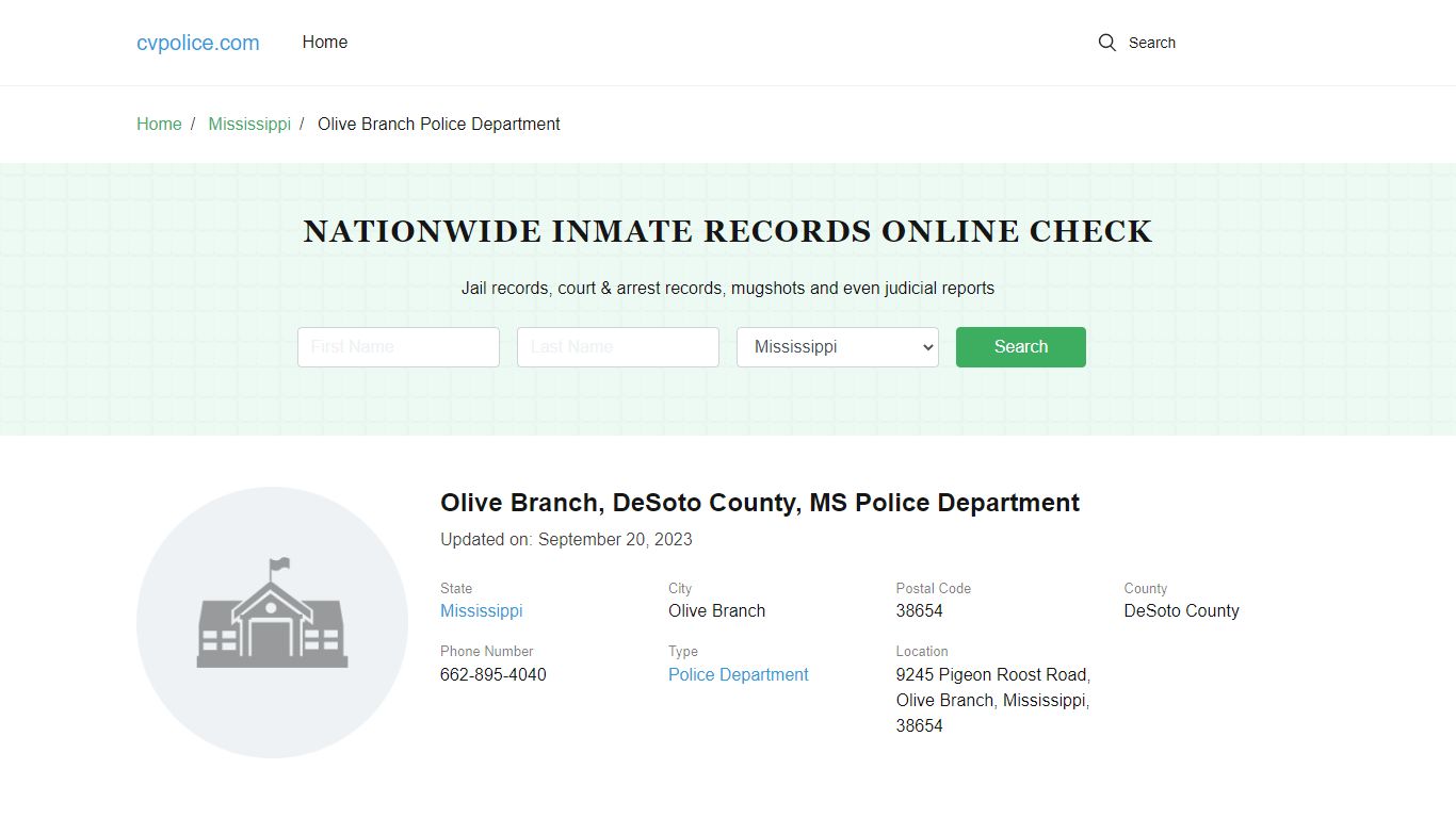 Olive Branch, MS Police - City Jail Inmates, Arrests